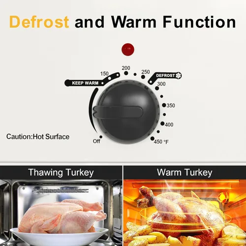 Miniatura 7 de Horno tostador Sunvivi, horno tostador eléctrico con tapa de visualización, horno tostador de pavo de 28 libras y 24 cuartos de galón con función