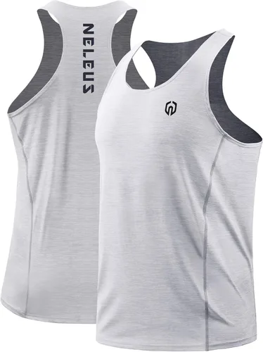 Miniatura 4 de NELEUS Paquete de 3 camisetas sin mangas para correr para hombre, ajuste seco, espalda en Y, para entrenamiento atlético