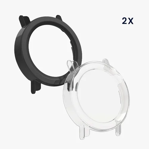 Miniatura 6 de kwmobile Funda compatible con CMF Watch 3 Pro Covers - Vidrio templado 2X con marco de plástico - Transparente/Negro