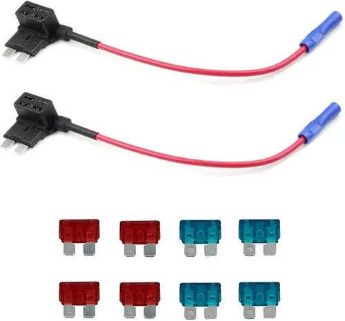 Miniatura 12 de Paquete de 2 adaptadores de fusible para agregar un circuito para mini-cuchilla + 8 fusibles mini (5A, 7.5A, 10A, 15A)