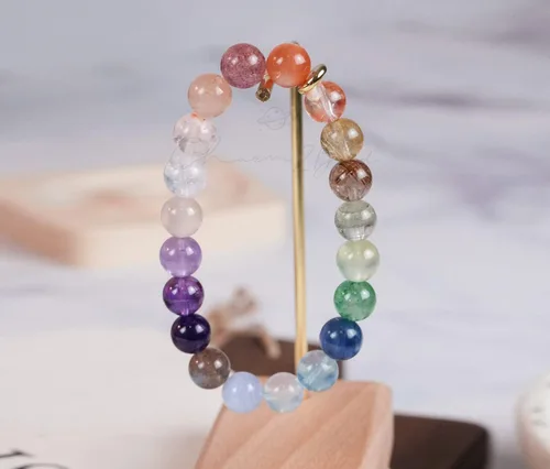 Miniatura 105 de Precious Gemstone Natural Crystal Healing Bracelet, Rutilated Quartz, Moonstone, Quartz Handmade Original Design Bracelet