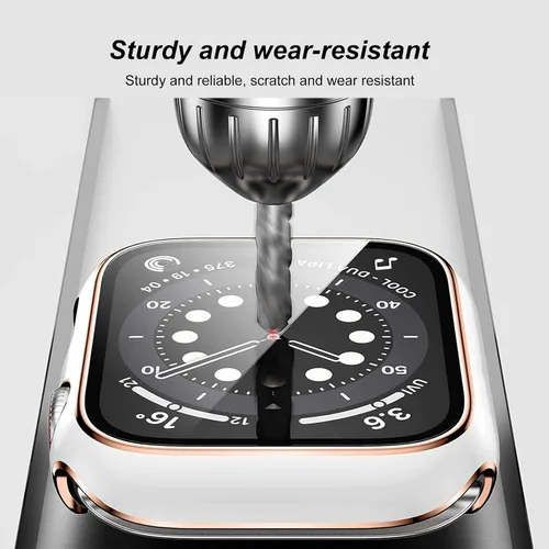 Miniatura 7 de Paquete de 4 fundas compatibles con Apple Watch de 1.614 pulgadas Series 7, protector de pantalla integrado de vidrio templado ultrafino, cobertura