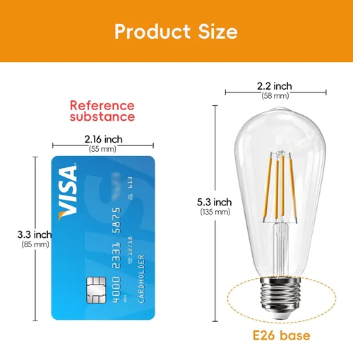 Miniatura 3 de Jensense Edison - Bombillas LED E26 de 6 W, equivalente a 60 W, bombillas LED vintage CRI90+ ST19, bombillas transparentes regulables, 2700 K, 2700K