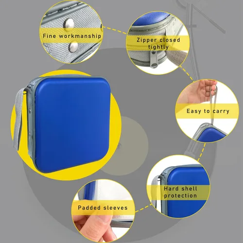 Miniatura 3 de Augeny Estuche de CD de capacidad para 48 unidades, soporte portátil de plástico duro para DVD, carpeta de almacenamiento de discos para automóvil