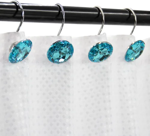 Miniatura 3 de Gibelle Ganchos para cortina de ducha, anillos de cortina de ducha en forma de diamante, ganchos para cortinero de baño, diamantes de imitación