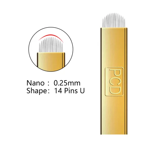 Miniatura 2 de PCD U14 - Agujas Mircoblading para cejas, 30 unidades, agujas desechables de maquillaje permanente, manual de tatuaje, hoja de arco, 14 pines