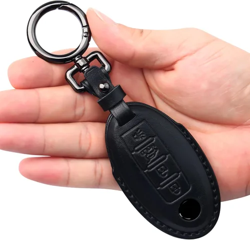 Miniatura 6 de Tukellen Compatible con llave de Nissan, funda de cuero genuino hecha a mano para Altima Pathfinder Armada Murano Maxima Rogue Infinity Smart Remote