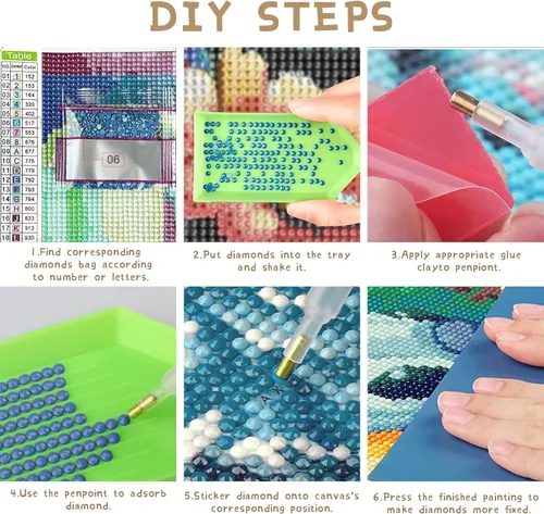 Miniatura 4 de Ginfonr Kits de arte de diamantes 5D para adultos, pintura de diamantes de tren de nieve para adultos, arte de diamantes de imitación para adultos