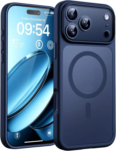 Miniatura 30 de TOCOL Funda magnética 3 en 1 para iPhone 14 Pro, mejorada [protección completa de cámara] con 2 protectores de pantalla, funda de grado militar Azul