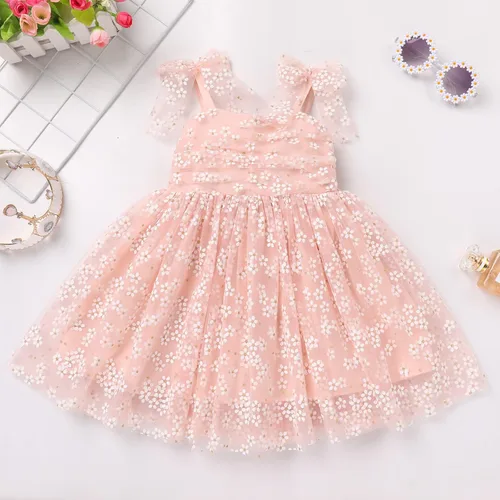 Miniatura 3 de Vestido tutú de verano para niñas pequeñas, sin espalda, vestido de princesa para fiesta de cumpleaños, lentejuelas con volantes, tul con lazo