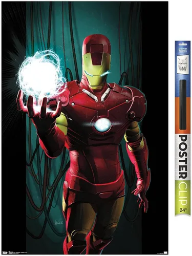 Miniatura 14 de Trends International Marvel Comics - Iron Man - Póster de pared energético, 14.725 x 22.375 pulgadas, versión enmarcada en madera de granero