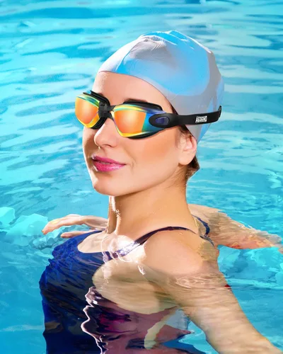 Miniatura 3 de Aegend - Gafas de natación, paquete de 2 gafas de natación sin filtraciones, para adultos, hombres, mujeres y jóvenes Aqua y naranja claro