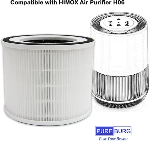 Miniatura 2 de PUREBURG Filtros de repuesto compatibles con purificador de aire HIMOX H06 y purificador de aire Afloia Gala, paquete de 2 filtros de carbón