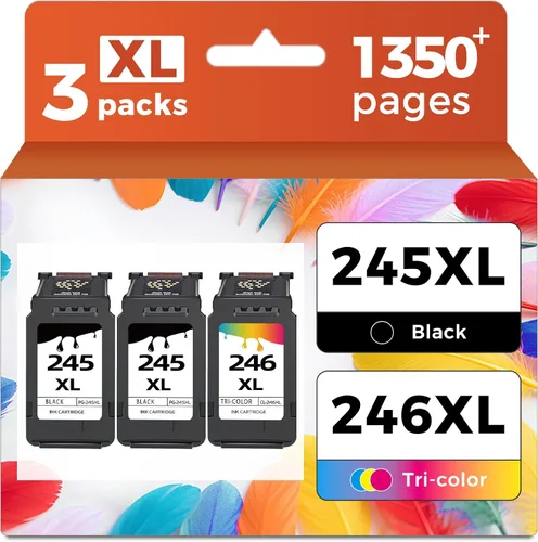 Ubinki Cartucho de tinta 245XL 246XL (2 negros y 1 color, paquete de 3) compatible con Canon Ink 245 y 246 XL combo para TR4500 MX490 MG2522 MX492