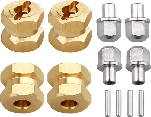 Buje hexagonal RC de 0.472 in, ruedas de latón, concentradores hexagonales, adaptador de unidad hexagonal, espaciadores para 1/10 RC Crawler Axial