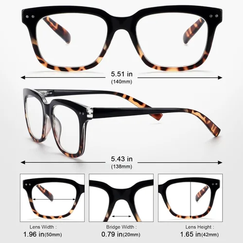 Miniatura 3 de Paquete de 6 lentes de lectura de moda para mujeres y hombres, bloqueo de luz azul, lectores cuadrados de gran tamaño con bisagra de resorte Paquete
