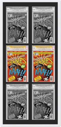 Miniatura 99 de Marco negro para cómics graduados Marco completo de cómics con paspartú de conservación negro y acrílico de grado UV Hecho para exhibir (6)