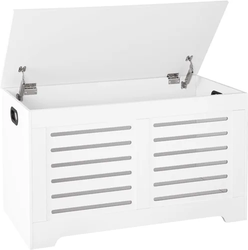 Miniatura 16 de DINZI LVJ Cofre de almacenamiento, caja de juguetes de madera de 39.4” con 2 bisagras de seguridad, banco de almacenamiento de zapatos retro