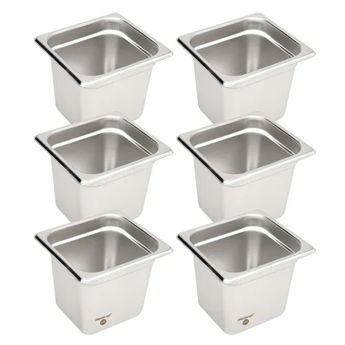 Miniatura 15 de BIEAMA Bandeja para mesa de vapor de 1/3 de tamaño, 4 pulgadas de profundidad, acero inoxidable perforado antiatascos NSF, bandeja de hotel