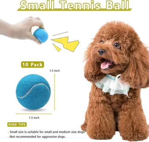 Miniatura 2 de Magicorange Paquete de 10 mini pelotas de tenis chirriantes, pelotas de tenis de 1.5 pulgadas para perros, pelota colorida y fácil de atrapar
