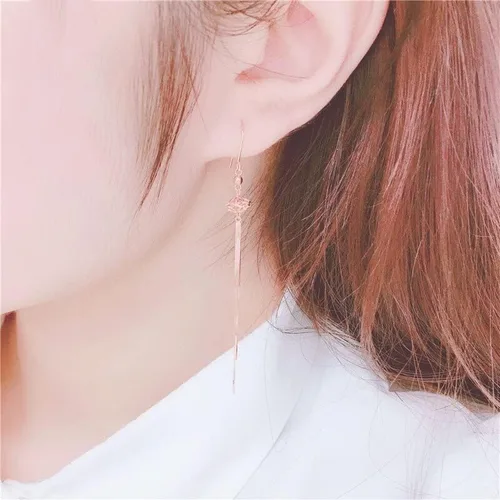 Miniatura 6 de SAGEKING 2024 New 585 Purple Gold Plated 14K Rose Gold Fashion Flower Long Tassel Earrings For Women Sweet Classic Light Luxury Dinner Jewelry