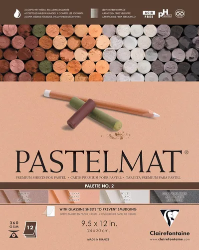 Miniatura 7 de Clairefontaine Pastelmat - Papel especial para pastel (encolado, 30 x 40 cm) - Paleta No. 5 - (12 x 15 3/4 pulgadas) - 360g - 12 hojas - Verde Verde