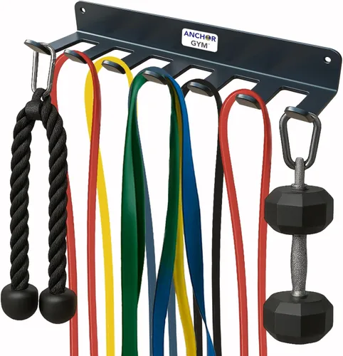 Anchor Gym Estante de almacenamiento para bandas de resistencia, organizador de gimnasio para cuerdas, correas y mancuernas pequeñas, (L-17