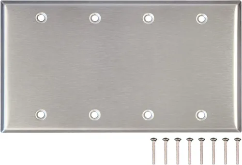 Miniatura 12 de AP-10411 - Juego de 2 placas de pared en blanco de acero inoxidable, tamaño estándar de 1 pandilla, 4.50 x 2.76 pulgadas, resistente a la corrosión