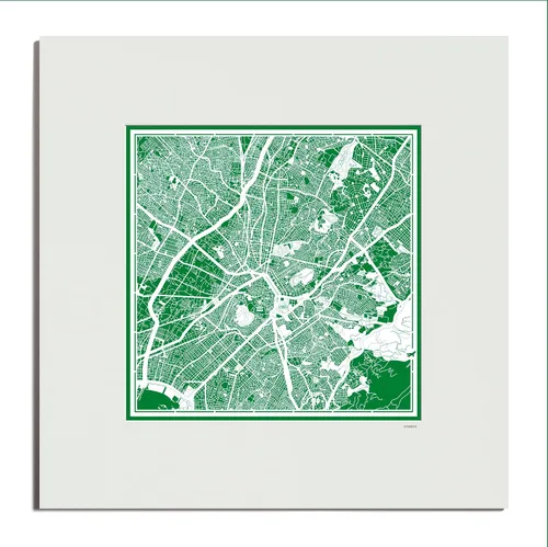 Miniatura 161 de O3 Design Studio Mapa de corte de papel Madrid negro mate de 20 x 20 pulgadas