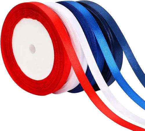 Miniatura 24 de DECYOOL - Cinta de Navidad, 4 rollos de 100 yardas de cintas navideñas para envolver regalos (0.6 in de ancho, rojo, verde, dorado y plateado)
