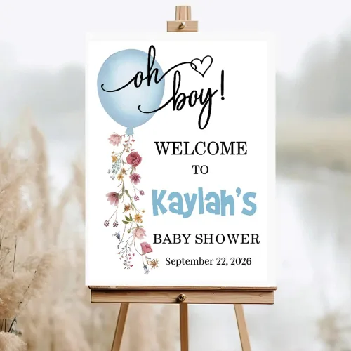 Miniatura 27 de Letrero de bienvenida personalizado para baby shower, letrero de bienvenida para baby shower con osito de peluche, póster personalizado de osito