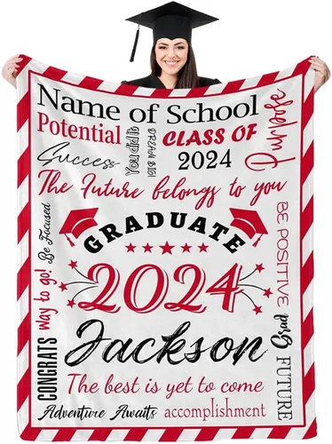 Miniatura 28 de D-Story Manta personalizada con foto, regalos de graduados universitarios para ella, regalos de graduación de felicitaciones, mantas personalizadas