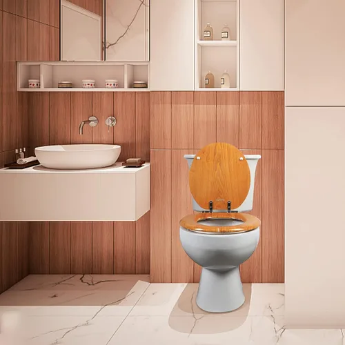 Miniatura 7 de Angel Shield - Asiento de inodoro de chapa de madera natural duradera con bisagras de metal, fácil de limpiar, antiarañazos, estándar americano