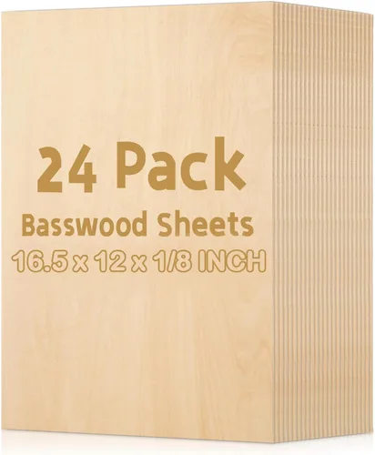 Miniatura 15 de Paquete de 10 hojas de madera de tilo de 0.118 in, 10 x 10 x 1/8 pulgadas, madera fina natural sin terminar para manualidades, pintura, pasatiempos