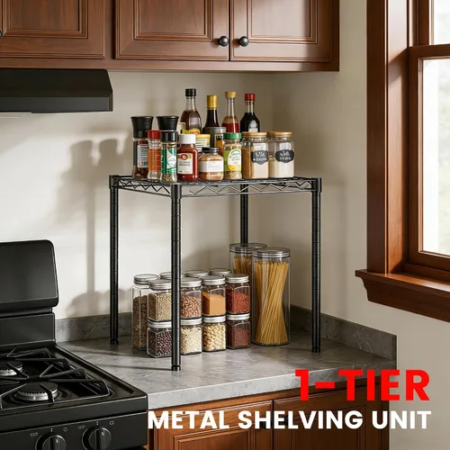 Miniatura 3 de Xcity Estantes de almacenamiento, estantería de metal resistente de 1 nivel, estante de alambre de acero ajustable de 350 libras para comerciales