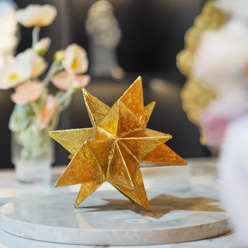 Miniatura 5 de Braxio Decoración de interiores de estilo moderno, estrellas de resina dorada multiángulo, escultura geométrica abstracta para sala de estar