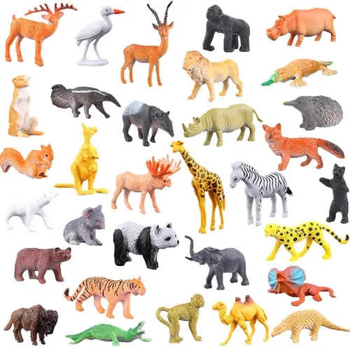 Miniatura 2 de ValeforToy 54 Figuras de animales pequeños de la jungla con caja de regalo. Juguetes para regalar en fiestas para niños, infantes.