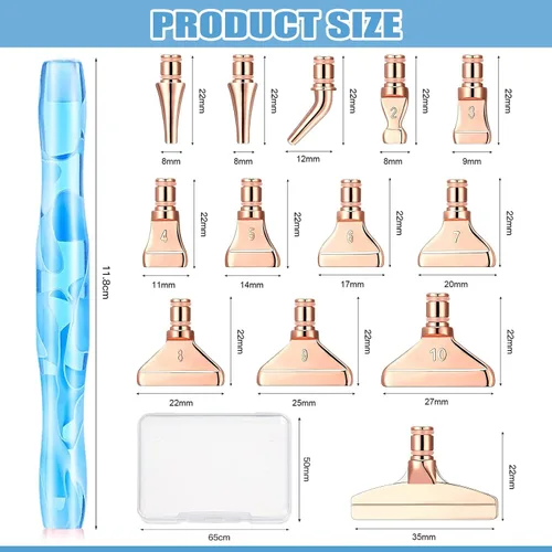Miniatura 2 de ZYNERY Kit de 30 bolígrafos de pintura de diamante, 13 puntas de acero inoxidable para accesorios de pintura de diamantes con 12 arcilla, bolígrafos