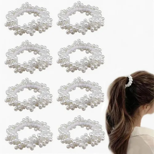 Miniatura 8 de 8 ligas para el pelo con perlas negras con cuentas elásticas de moda, coleteros elásticos para coleta de caballo con cuentas, elegantes y elegantes