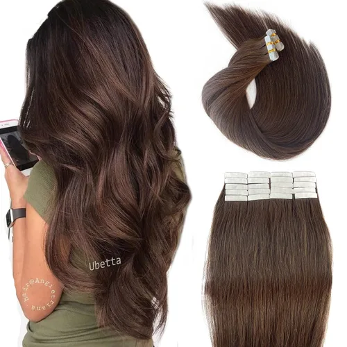 Miniatura 24 de Extensiones de cabello humano real con cinta, 20 piezas de cabello Remy invisible de doble cara, extensiones de cabello Remy con cinta adhesiva