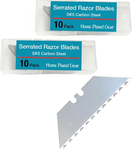 Miniatura 9 de Cuchillas dentadas para cuchillo utilitario – Paquete de diez maquinillas de afeitar de sierra SK5 de alta resistencia para reemplazo de cortador