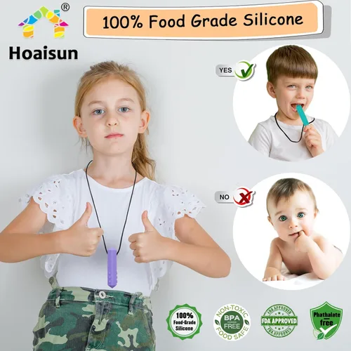 Miniatura 2 de Collares Masticables para Niños Sensoriales, Paquete de 8 Collares Masticables Sensoriales para Niños con Autismo, TDAH, TEP, Mordidas, Collar