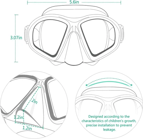 Miniatura 4 de Supertrip Kids Swim Goggles with Nose Cover for Ages 6-14, Tempered Glass Fabric Strap Swimming Snorkel Mask for Pool Beach B-lake Azul