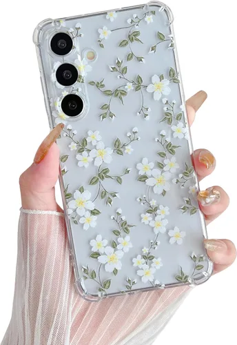 Miniatura 11 de ZTOFERA Funda transparente para Samsung Galaxy S24 con bonito patrón de flores para mujeres y niñas, funda protectora a prueba de golpes, delgada