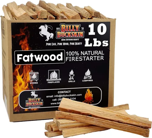 Billy Buckskin - Palitos de fuego de madera de fatwood de 10 libras, 100% naturales, para fogatas, chimeneas, barbacoas, estufas de leña, fácil