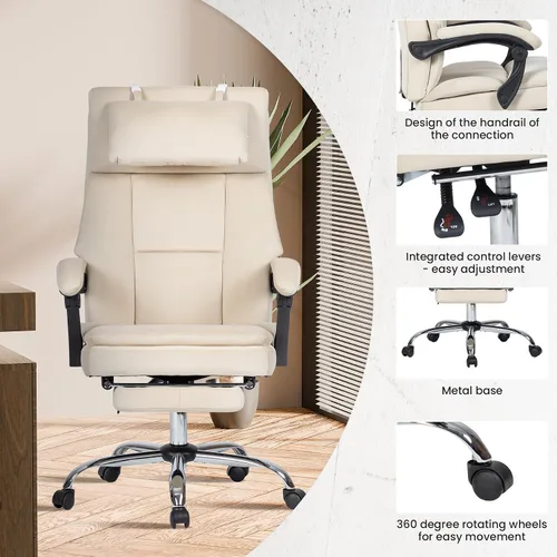 Miniatura 6 de Swivel Computer,Upholstered Velvet Office Chair,Big and Tall Executive Chair with Footrest Removable Headrest,High Back Ergonomic Computer Desk for