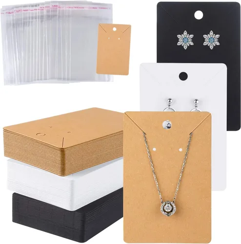 Miniatura 9 de MIAHART Juego de 150 tarjetas para aretes, collares, tarjetas de exhibición con 150 bolsas para vender aretes de bricolaje, aretes y exhibición