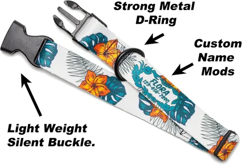 Miniatura 4 de Hawaiian Plumeria Dog Collar Personalized (Small 5/8")