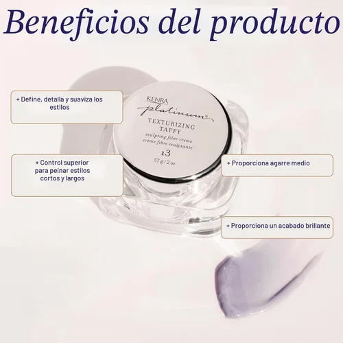 Miniatura 2 de Kenra Platinum Texturizing Taffy 13 Crema de fibra para peinar Fijación media Define, detalles y suaviza estilos Control superior