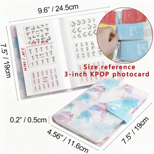 Miniatura 3 de 4 PCS 120 slots (2.3×3.5") Nail Art Sticker Storage Books, Empty Collection Book for DIY Stickers, Nail Art Decal Display Set Transparent Collection